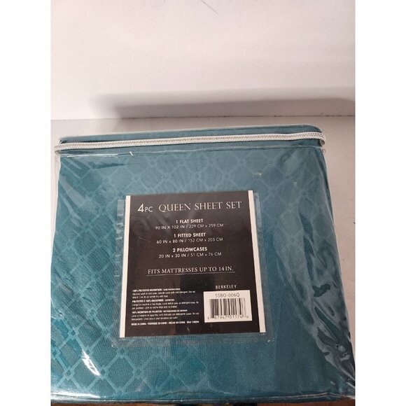 LUXURY Embossed Queen Sheet Set Double Brushed Microfiber Teal 4Pc NEW - Picture 3 of 5